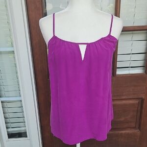 Haute Hippie Magenta 💯 Silk Festival Boho Adjustable Straps Keyhole Blouse